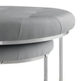 thumbnail image 4 of Aaden Leather PU Nesting Ottoman Set of 2 with Stainless Steel Polished Chrome Frame, Grey, 4 of 8