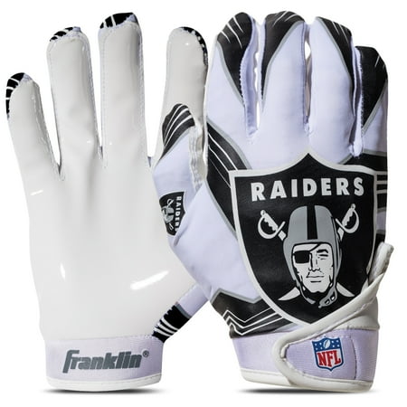 Franklin Sports Las Vegas Raiders Youth NFL Football Receiver Gloves - Official NFL Team Logos - Kids Football Gear + Accessories - Youth M/L Pair