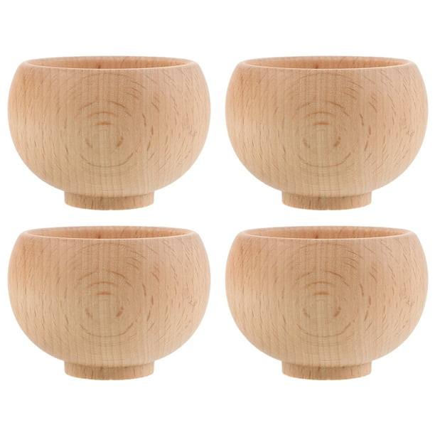 4 alfileteros con base de madera - Cuenco de madera sin tratar para guardar agujas - Cuenco decorativo para tejer - Soporte japonés para agujas de coser, alfiletero para manualidades y ganchillo