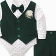 thumbnail image 6 of 0-3 Months Infant Newborn Baby Boys 3-Piece Dress Suit Set,Long Sleeve Romper Vest Bowtie Formal Pants Outfit For School Wedding Party Toddler Fall Winter Clothes,Blue, 6 of 6