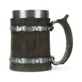 thumbnail image 2 of PATLOLLAV Large Capacity Wood Imitation Barrel Stainless Steel Beer Mug, Pirate Viking Cup Fantasy Medieval Tavern Wood Tankard for Bar Restaurant Home Decor, 2 of 8