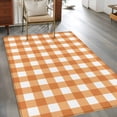 thumbnail image 3 of Orange Plaid Large Area Rugs for Bedroom Living Room, Soft Non Slip Carpet Bedside Rug, Gradient Geometric Buffalo White Checkered Rectangle Floor Cover Kitchen Accent Rug 3'x5' for Office, 3 of 9