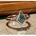 thumbnail image 4 of Unique Kite Cut Green Moss Agate Engagement Ring Set 14k Rose Gold plated Engagement CZ Ring For Women, 4 of 5