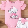 thumbnail image 6 of Baby Girl Clothes Outfit Elephant Print Outfit Ruffle Romper and Short Pants Clothing Sets for Summer Newborn Infant Baby Girls 0 3 6 9 12 18 Months, 6 of 6