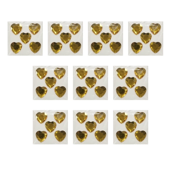 Wosthever Pegatinas de diamantes de imitación de corazón, gemas de cristal acrílico, adornos ornamentales, de mano para álbum de Artesanía Amarillo