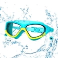 thumbnail image 2 of Gafas de natación shamjiam para niños con tapones para los oídos Amarillo verde, 2 of 5