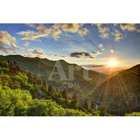 Newfound Gap in the Smoky Mountains near Gatlinburg, Tennessee. Print Wall Art By
