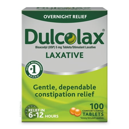 Dulcolax Laxative Tablets (100 Ct), Reliable Overnight Relief