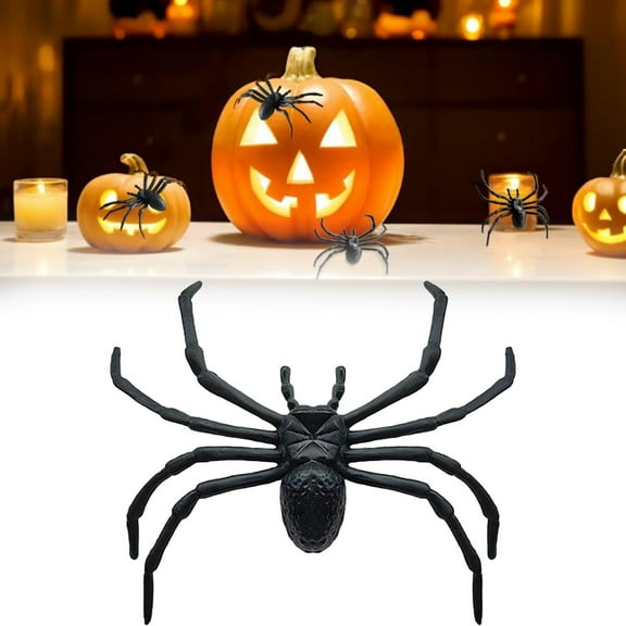 PPKVUFD 1Pcs Plastic Fake Spiders Halloween Decorations, Realistic Black Fake Spiders Large Halloween Spider Prank Props for Halloween Party Decorations Supplies