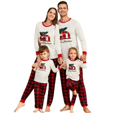 

Parent-Child Plaid Nightclothes Christmas Pajamas Family Matching Set Printed Long Pants