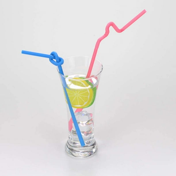 Acheter Pailles à boire en plastique, longues, rayées multicolores