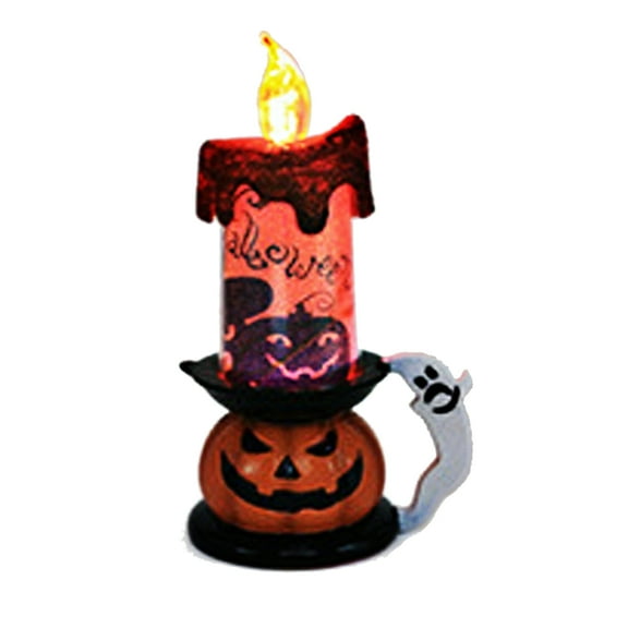 Halloween LED Candles Pumpkin Lights, Material , Decor for Halloween Party, Tables, Shelves, Mantels, Living room, Bedroom, Space, Flameless & Eerie Design, 1PC