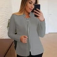 thumbnail image 2 of Olyvenn Women's Solid Blazer Office Work Long Sleeve Zip Up Suit Jacket Outwear Lady Slim Fit Business Coat Plus Size Female Spring Autumn Clothes Gray 18, 2 of 4