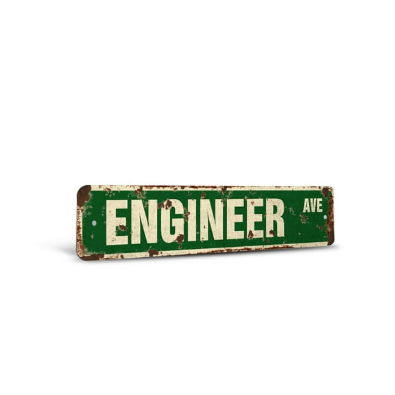 ENGINEER Vintage Style Rustic Street Sign – Civil Chemical Engineering Electrical Degree Retro Decorative Wall Sign for Home, Bar, Garage, or Outdoor Use | 4" X 18" Plastic Road Sign