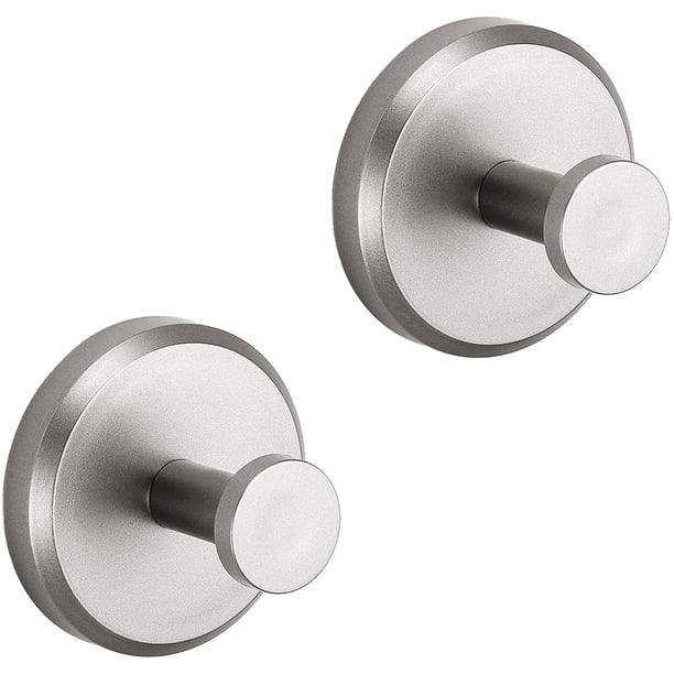 Ganchos con ventosa para ducha, baño, cocina, puerta de vidrio, espejo, azulejo, lufa, toalla, abrigo, albornoz, gancho para colgar hasta 15 libras, cromo mate pulido, níquel cepillado (paquete de 2) Namotu WRQX-322