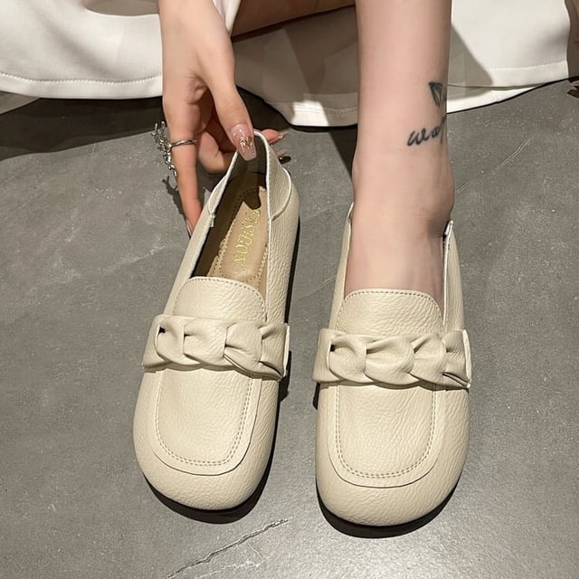 Mocasines 2023 tendencia primavera para mujer verano negro plano elegante zapatos sin cordones mocasín de suela blanda para mujer Flats38 Gao Jinjia LED
