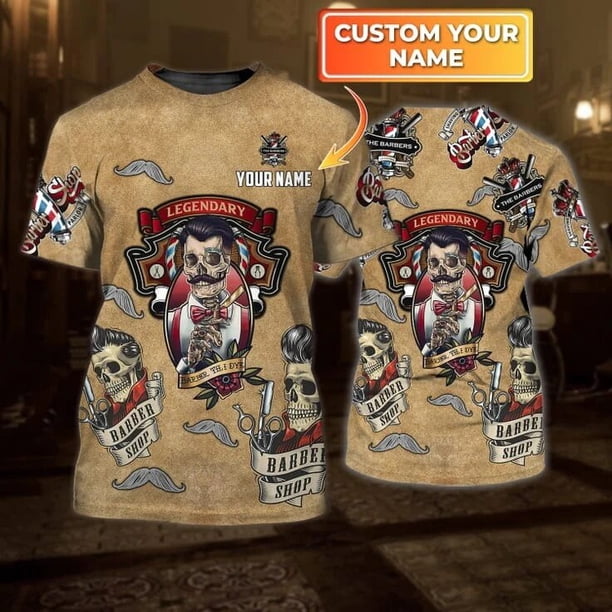 PLstar Cosmos-Camiseta de peluquero con nombre personalizado para hombre, camiseta estampada en 3D, regalo para peluquero, tops informales de manga corta, DW71Adult size L Gao Jinjia LED