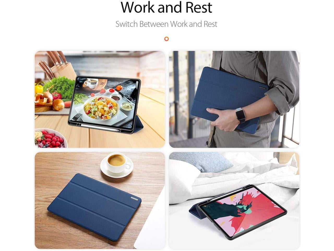 Slim Smart Case for iPad Pro 12.9 2022 2021 2020 6th 5th 4th Generation Support Apple Pencil Charging Soft TPU Protective Stand Cover