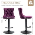 thumbnail image 2 of Stools Set of 2, Adjustable Upholstered Counter Height Barstools with Back and Black Footrest, Modern Velvet Swivel Barstools for Kitchen Counter, 2 of 6