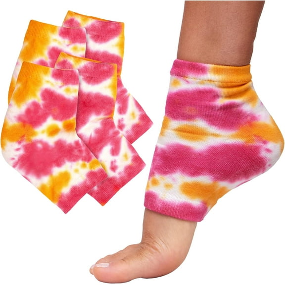 ZenToes Moisturizing Socks Gel Lined to Heal and Treat Dry, Cracked Heels While You Sleep (Pink Tie Dye)