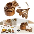 thumbnail image 1 of Outdor Wooden Measuring Cups And Spoons Solid Dry Measuring With Ties Engraved Sizes Farmhouse Kitchen & Baking, 1 of 6