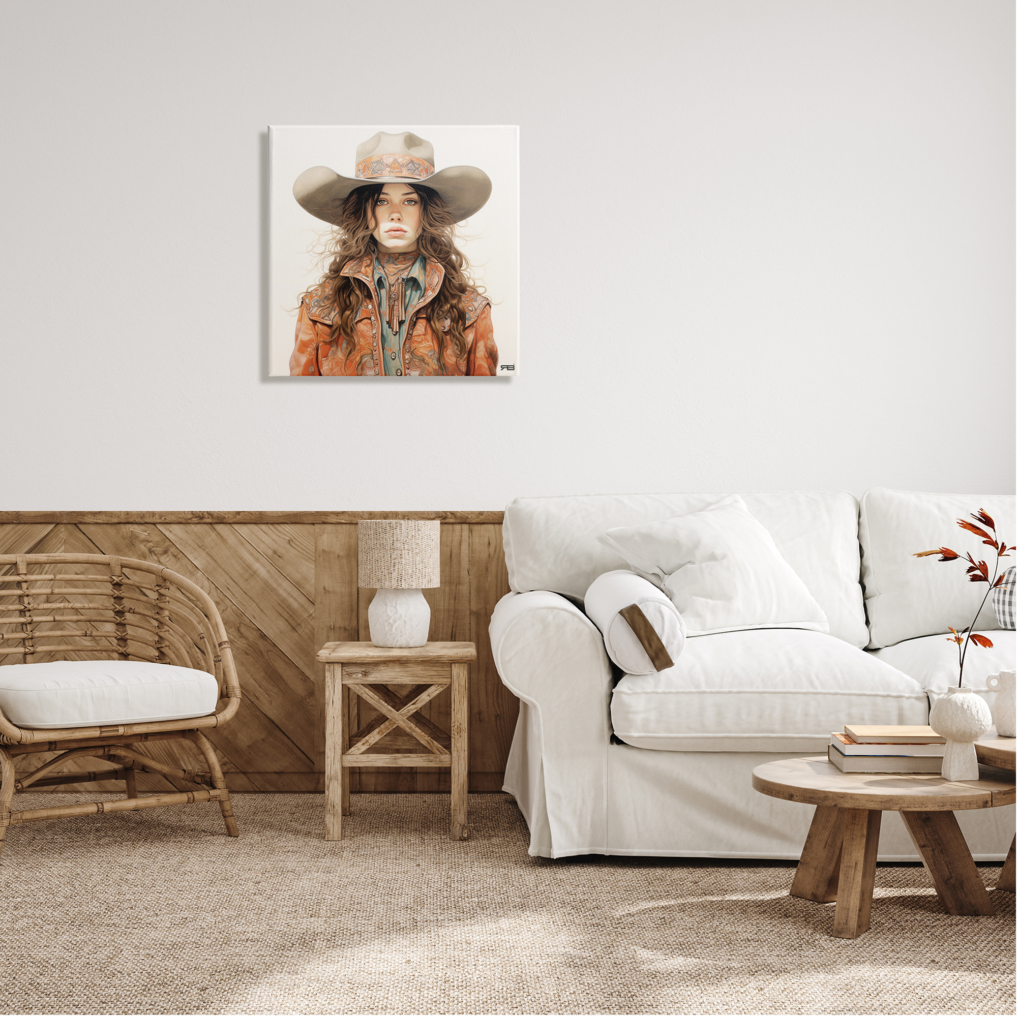 Stupell Industries Boho Cowgirl Paisley Jacket Abstract Painting Gallery Wrapped Canvas Art Print Wall Art, 24 x 24
