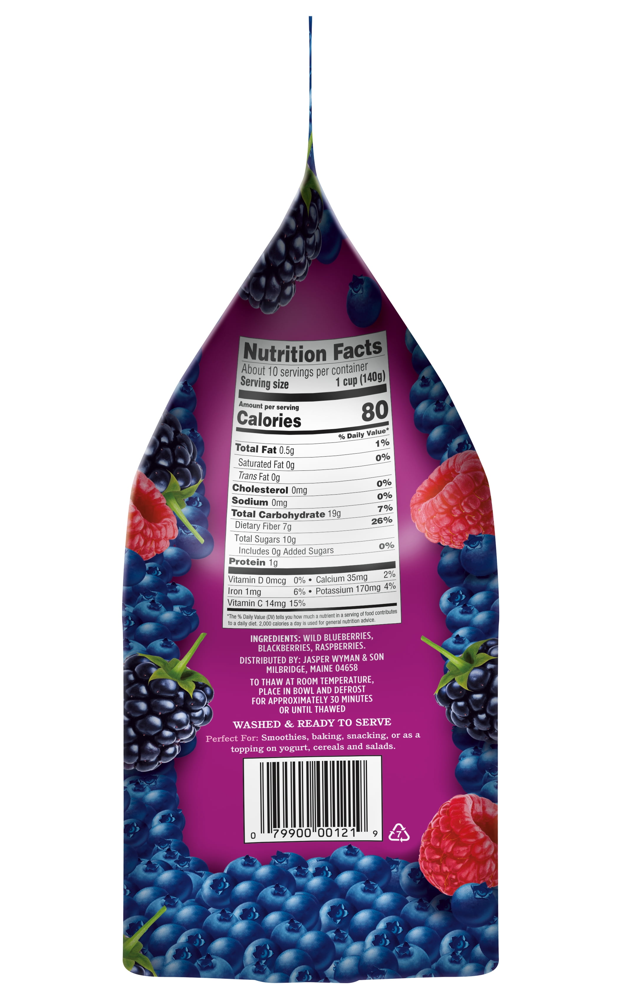 Wyman's Triple Berry Blend with Blueberries, Blackberries and Raspberries, 1 - 48 oz Bag (Frozen)