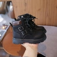thumbnail image 5 of Girls Fashion Boots Classic British Style Soft Sole Short Booties Comfortable Faux Leather Children Footwear For Toddler Youth Daily Wear Black, 5 of 7