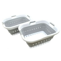 SAMMART Set of 2 Collapsible 3 Handled Plastic Laundry Basket - Foldable Pop Up Storage Container/Organizer - Portable Washing Tub - Space Saving Hamper/Basket