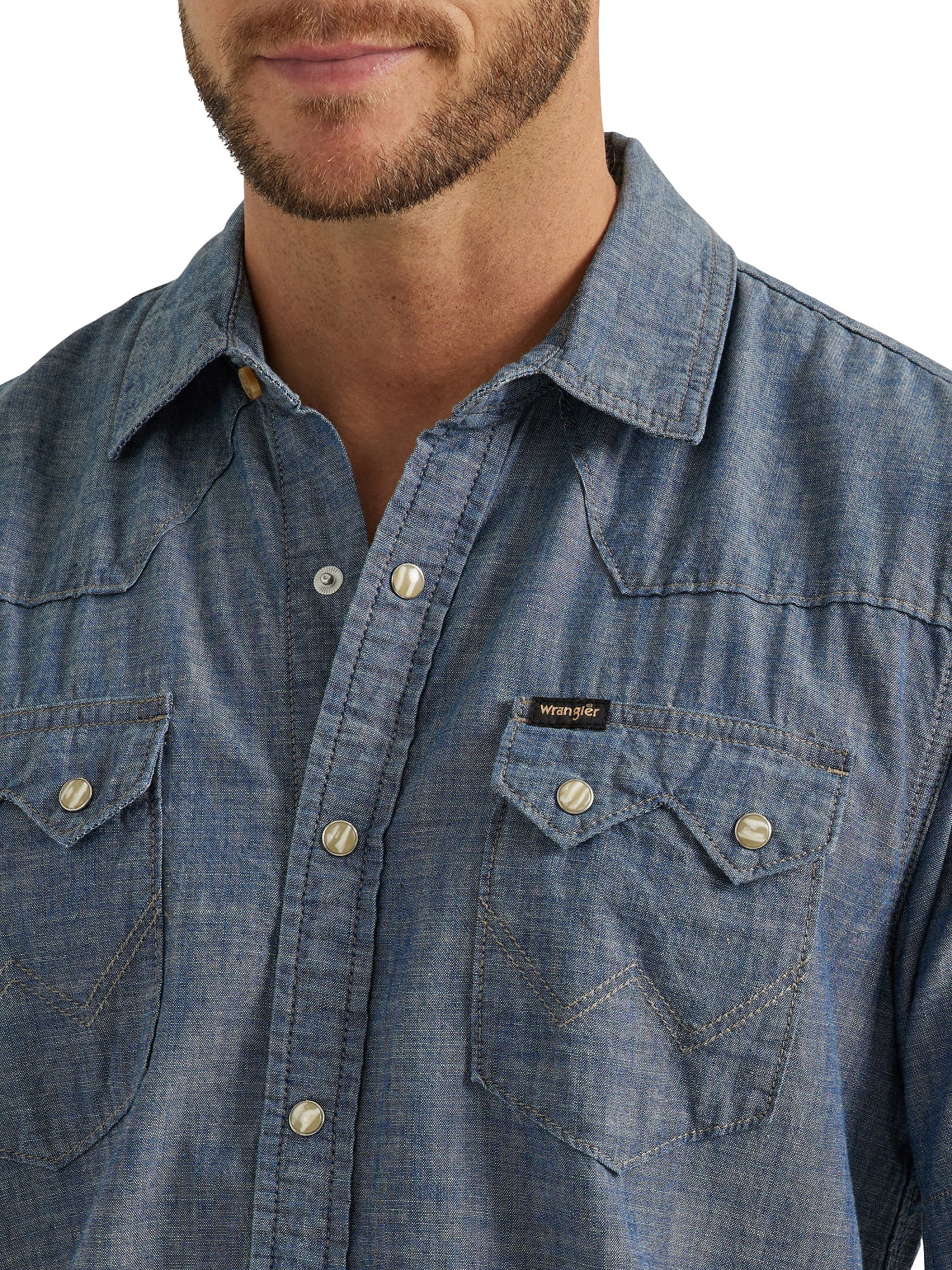 Wrangler® Men's Regular Fit Short Sleeve Chambray Shirt
