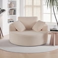 thumbnail image 6 of Sonovafurn 55" Oversized Round Chaise Lounge Chair Indoor, Corduroy Upholstered Cloud Sofa Couch for Living Room Bedroom Apartment, No Assembly, Beige, 6 of 9