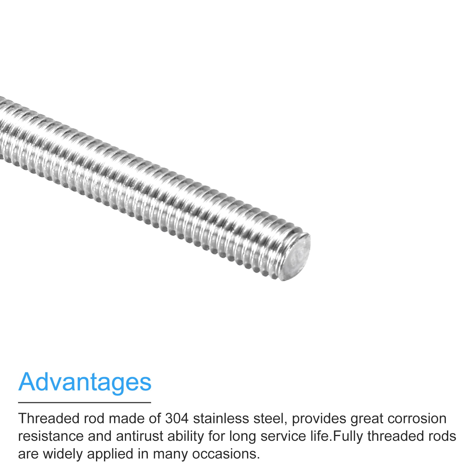 20Pack Fully Threaded Rod M5 x 150mm 0.8mm Thread Pitch 304 Stainless Steel Right Hand Threaded Rods Bar Studs