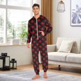 thumbnail image 3 of joogoo Red Checkered Black Unisex Adults Onesies Pajamas Jumpsuits L, 3 of 7