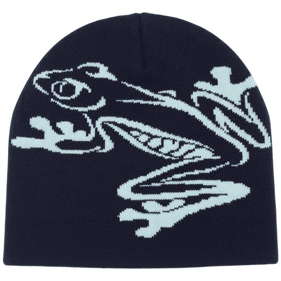 Jiibva Tree Frog Pattern Beanie Knitted Cap for Men & Women, Slouchy Skull Cap Embroidery Knitted Hat Cute Animal Cartoon Cap Outdoor Sports Warm Ski Hat