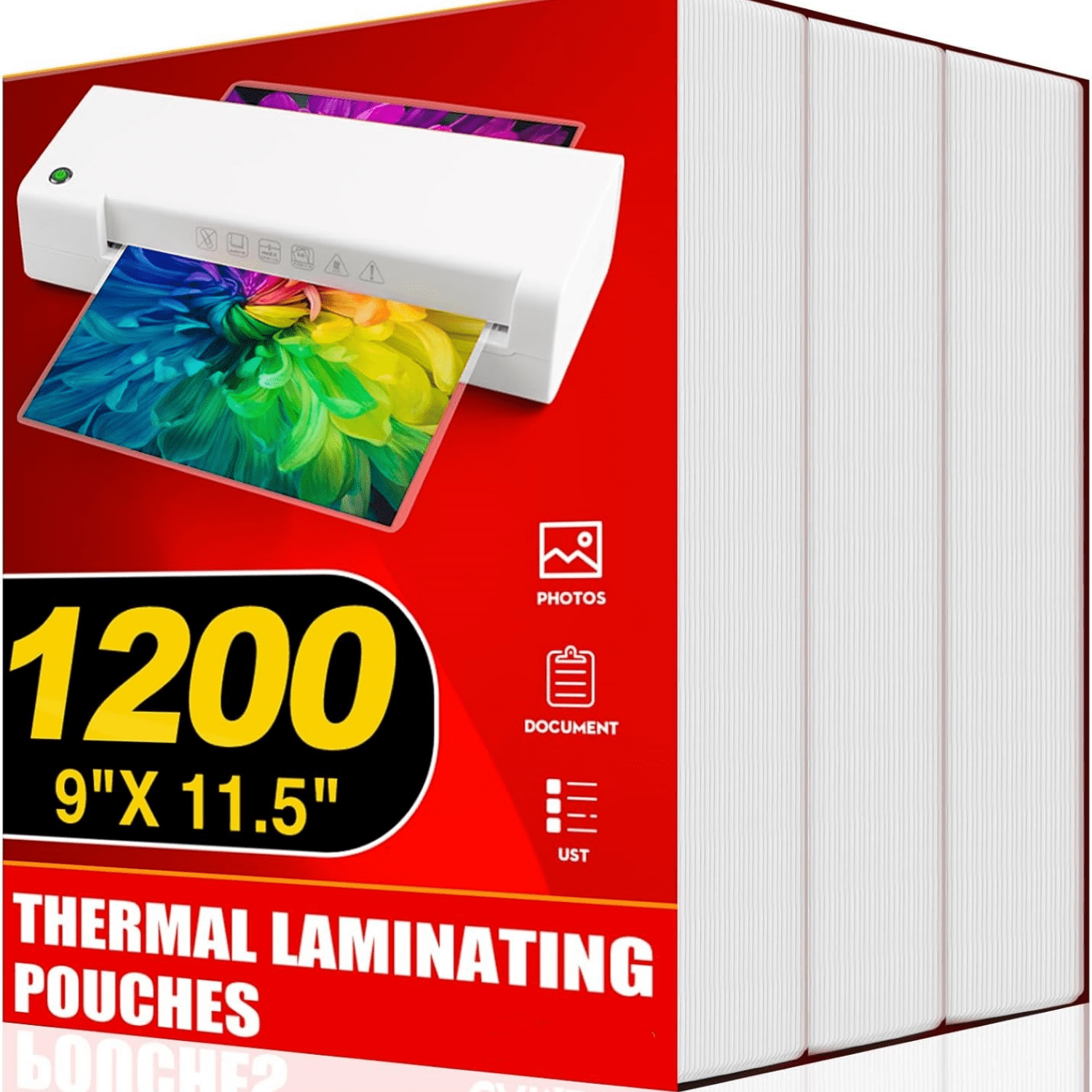 Thermal Laminating Pouches, Holds 8.5 x 11 Inch Sheets,1200 Pack Laminating Sheets, 3 Mil, 9 x 11.5 Inches Lamination Sheet Paper for Laminator, Clear, Letter Size, Office and School Supplies