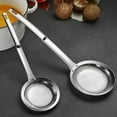 thumbnail image 2 of Primegos Hot Pot Fat Skimmer Spoon Stainless Steel Fine Mesh Strainer Foam Strainer Oil Filter for Separating Floating Foam Fat Long Handle Ladle Colander, 2 of 7