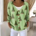 thumbnail image 5 of Women's Fashion Long Sleeve Christmas Snowman Snowflake Print Jacket Cardigan for Holiday Party and Casual Daily Wear,Mint Green,M, 5 of 6