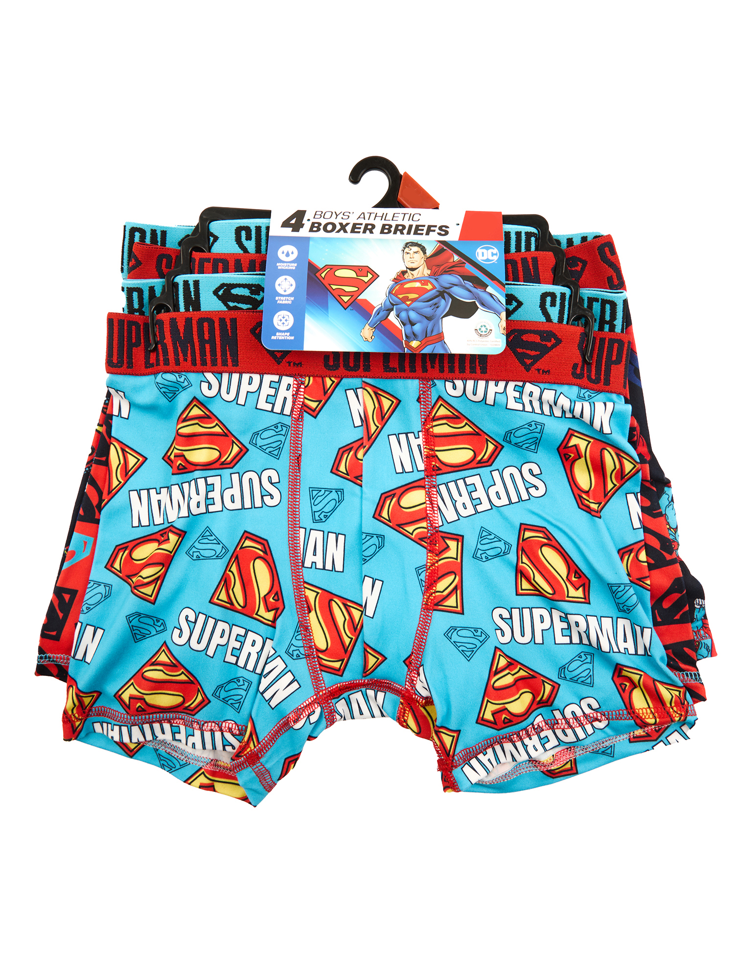 Superman Boys Boxer Brief Underwear, 4-Pack photo 2