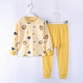 thumbnail image 2 of Gubotare Little Girls Pajamas Flowers Footless Clothes Fall/winter Nightclothes 2 Piece Set 5T 6T (Light Yellow,5-6 Years), 2 of 6