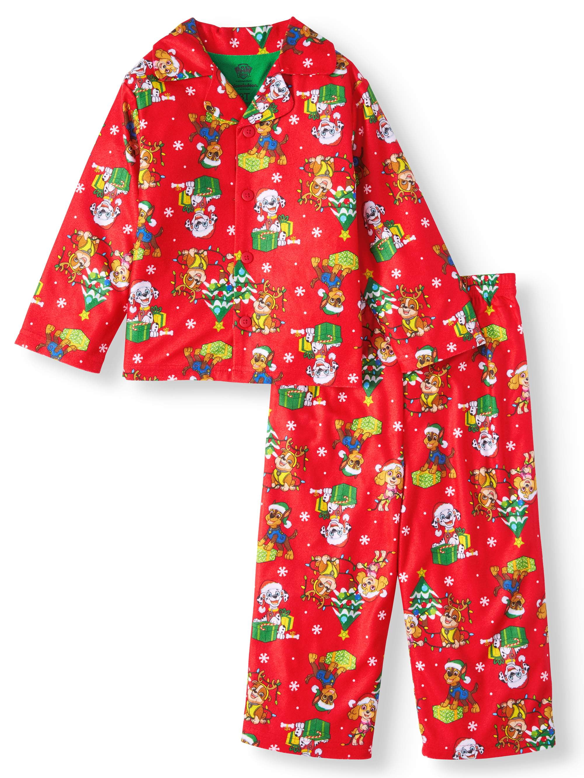 Paw Patrol Christmas Holiday Toddler Boy Coat Style Pajamas, 2pc Set