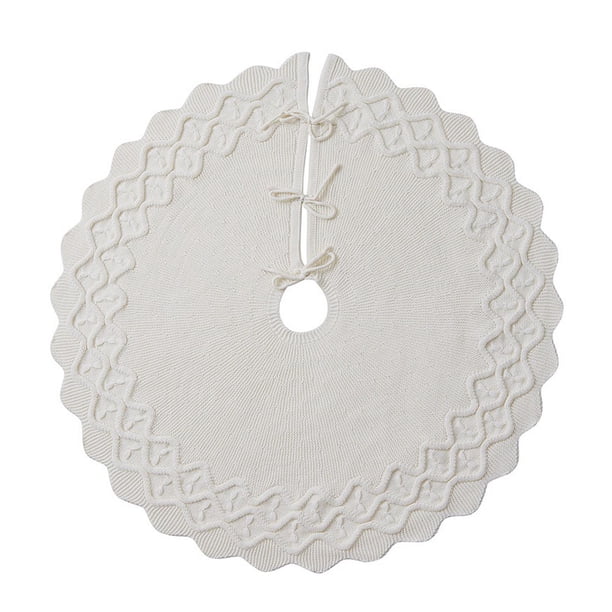 Falda de árbol de Navidad de punto, decoración navideña decorativa, adorno navideño Blanco