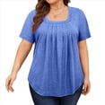 thumbnail image 1 of Tops de Talla Grande para Mujer, Corta, Cuello Cuadrado, Túnica Holgada de Verano para Leggings. Azul 4XL, 1 of 8