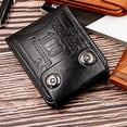 thumbnail image 3 of vlrwzc Men's Short Wallet Pressure Change Magnetic Buckle Wallet Double Line Foldable PU Leather Wallet Hundred Dollar Bill Wallet, 3 of 7