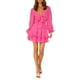 thumbnail image 3 of Vestido de manga larga para mujer Escote en V profundo Color liso Vestido de primavera y verano Cintura alta S-3XL Mini vestido de talla grande SAYOO  moda, 3 of 9