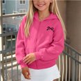 thumbnail image 6 of Girls Full Zip Hoodie Long Sleeve Sweatshirt Jackets Solid Color,Zip Up Sweatshirt Jacket,Bow Tie Print,Girls Hoodies,Casual,School,Loose,for Kids Aged 5-14 Years, 6 of 7