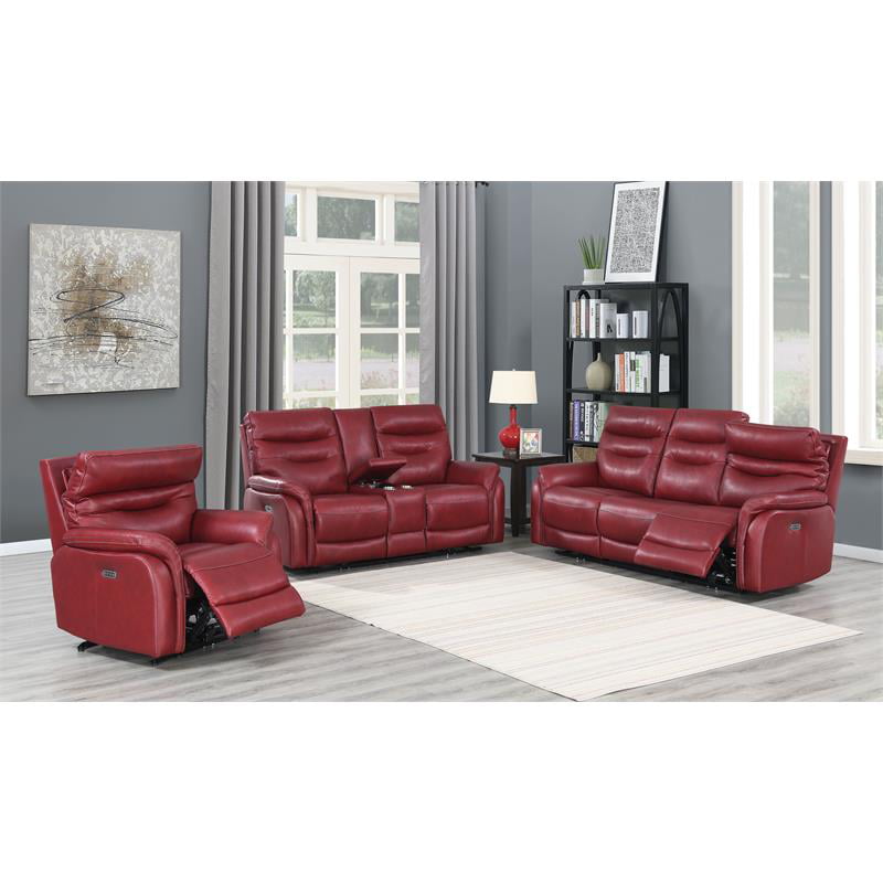 Home Garden Fortuna Dark Red Leather, Red Leather Reclining Sofa