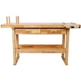 thumbnail image 2 of CQSXDA 60" Rubberwood Workbench with 2 Drawers & Shelf, 330Lbs Capacity Heavy Duty for Garage/Workshop, 2 of 11