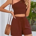 thumbnail image 1 of Ropa de playa para mujer conjuntos casuales a juego de dos piezas a la moda Color sólido combina con todo FLhrweasw Para estrenar, 1 of 7