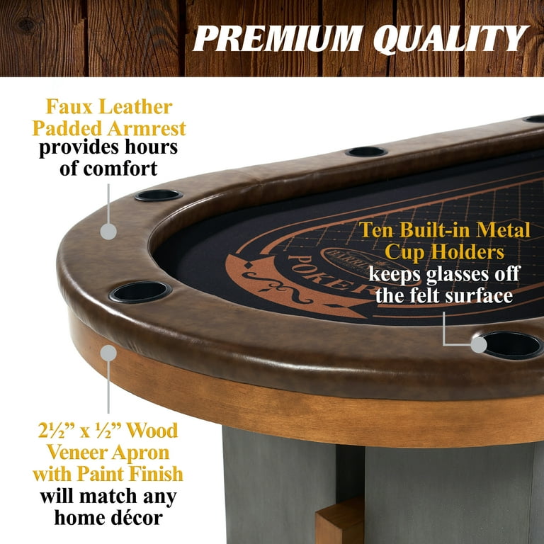 Urban 10 Player Poker Table with Dining Table Top, Not