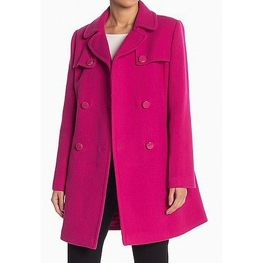 Kate Spade Fuschia Womens Large Double Breasted Coat